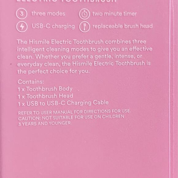 HiSmile Pink Electric Toothbrush, 3 Brushing Modes, Smart Timer, Rechargeable - Picture 5 of 7